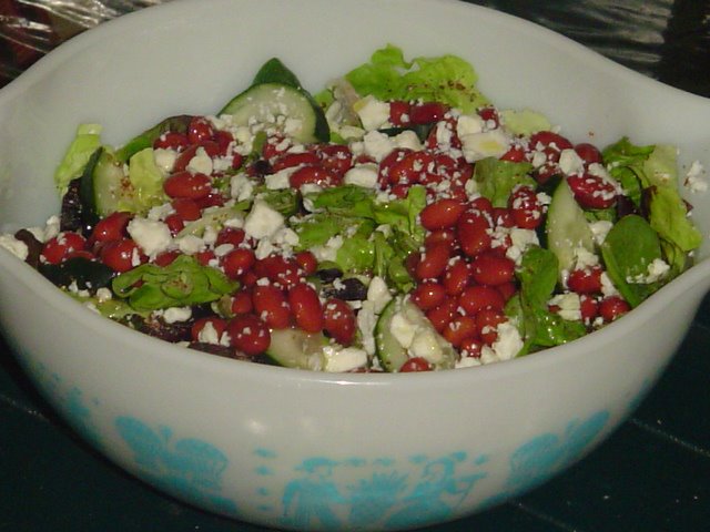 SALAD WITH BEANS CUCUMBERS FLAXSEED FETA CHEESE